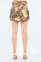 American Bazi Women's Jacquard Weave Cargo Pocket Mini Skirt